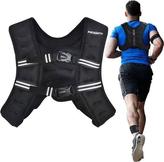 Weighted Vest with Ankle/Wrist Weights 6Lbs-30Lbs Body Weight Vest with Reflective Stripe, Size-Adjustable Workout Equipment for Strength Training, Walking, Jogging, Running for Men Women