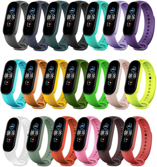 Replacement Bands Compatible with Xiaomi Mi Band 6 Band/Xiaomi Mi Band 5 Band/Amazfit Band 5 Band, Soft Silicone Wristbands, Sport Adjustable Wrist Strap for Women Men